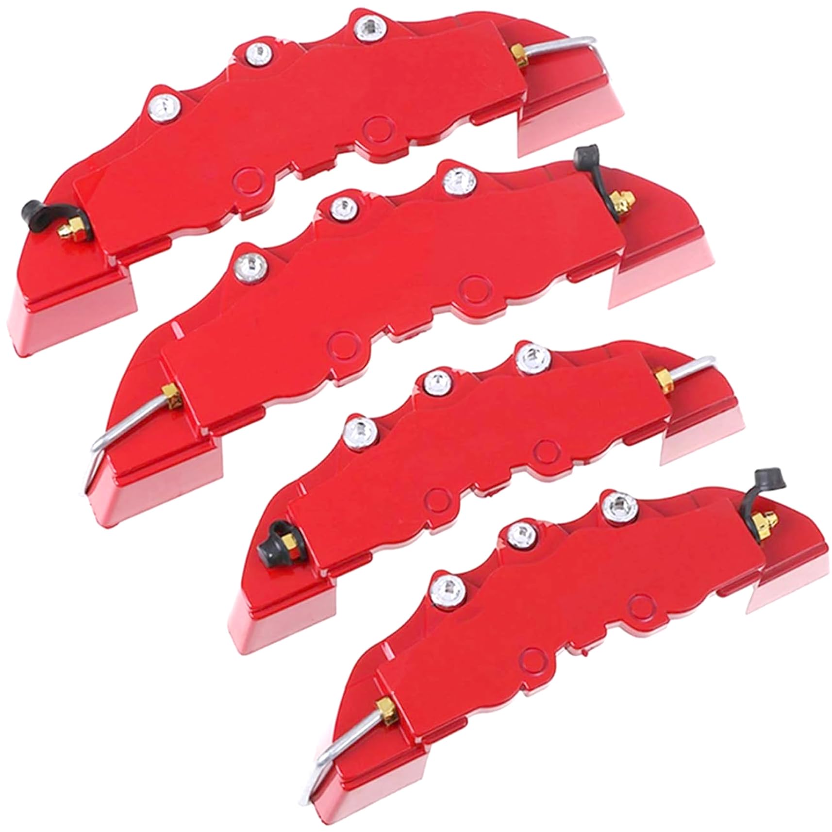 Couvertures de Frein, 2 Paires de couvercles d'étrier Frein, étrier Avant et arrière Style Rouge, Protecteur Disque Voiture Haute précision résistant à la Chaleur pour moyeu Roue