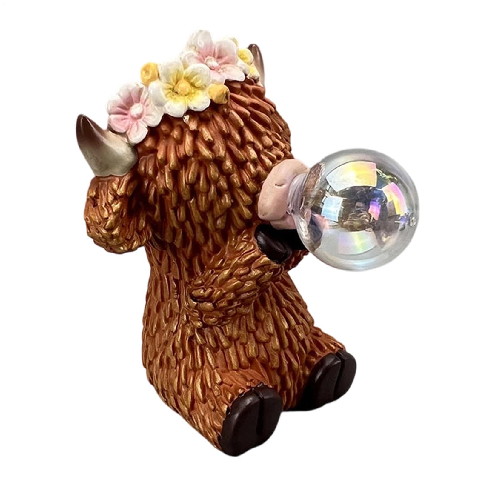 Estatua de vaca para jardín exterior | Figuras de animales solares de resina con luz solar e impermeables - Estatua para jardín interior y exterior - para alféizar de ventana, escritorio, balcón, por