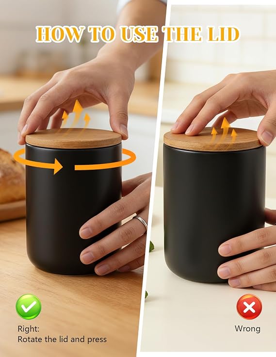YYW Ceramic Food Storage Containers with Lids, 800ml/27oz Food Storage Jar