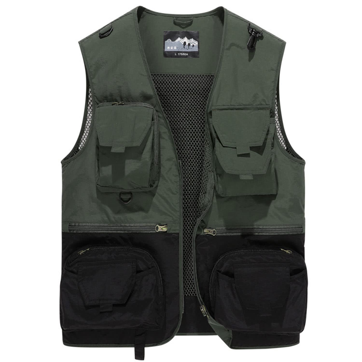 Chaleco Multibolsillos para Hombre Chaleco Exterior Transpirable Secado Rápido Chaqueta Sin Mangas Casual para La Fotografía Pesca Camping Viajes
