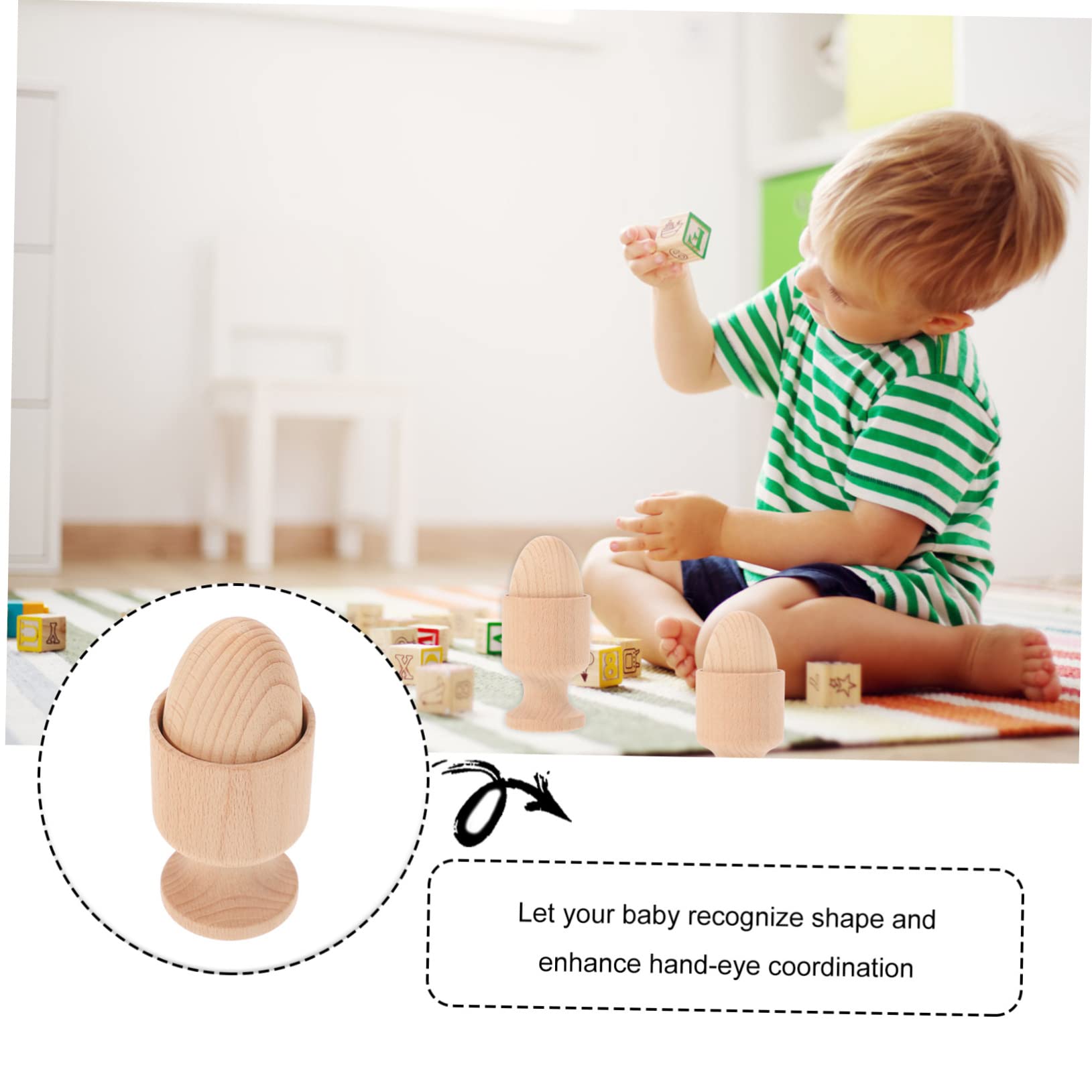 STOBOK Wooden Egg Cup Ball Toy Set for Kids Early Education Hand-Eye Coordination Preschool Training Montessori Sensory Development - Image 2