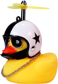 wonuu Rubber Duck Toy Car Ornaments Yellow Duck Car Dashboard Decorations with Propeller Helmet