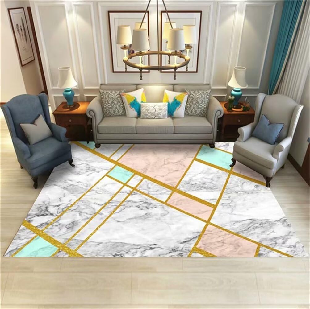 Tapis en marbre rose pour chambre enfant fille et salon moderne