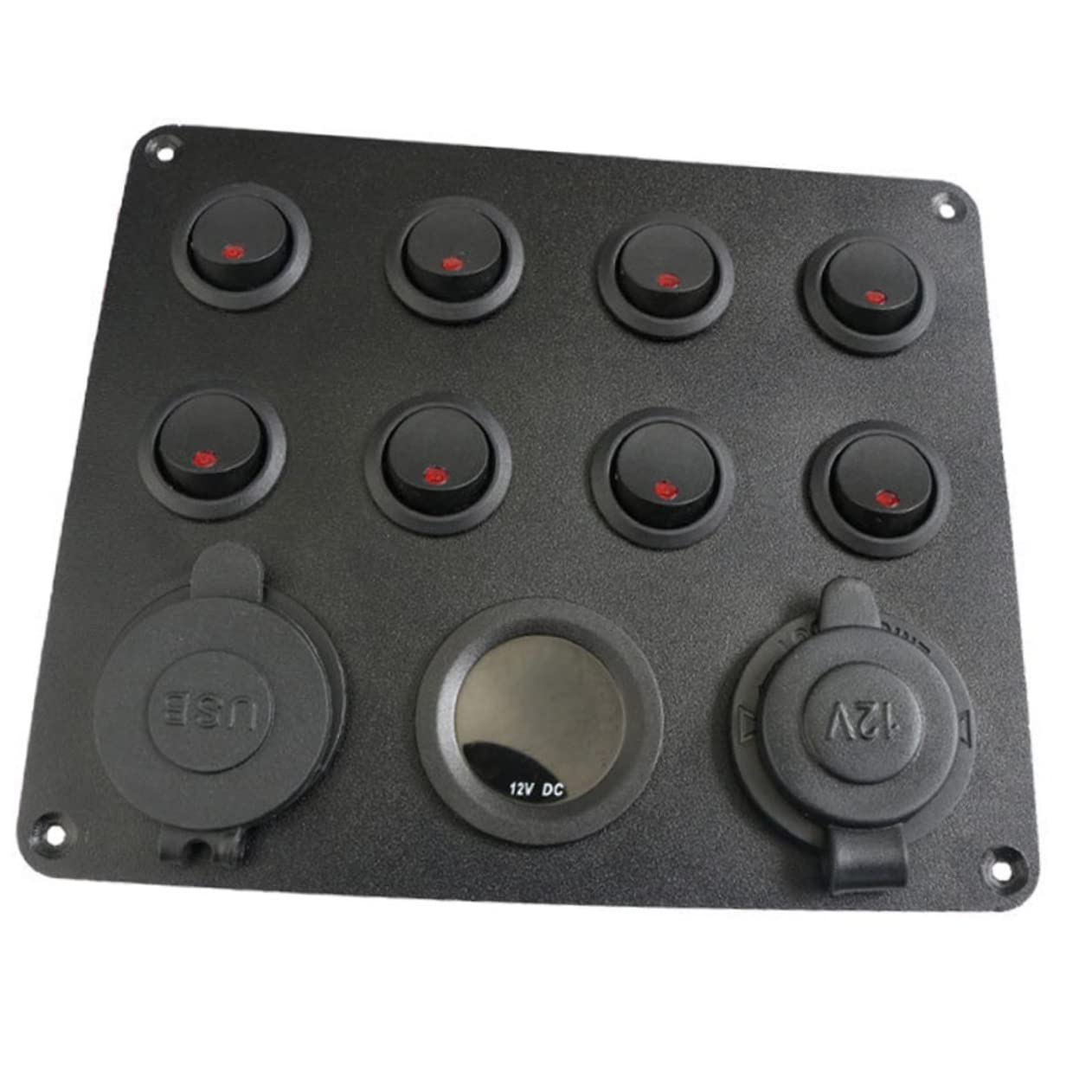 SOLUSTRE 8 Gang Car Panel Dual Socket 12v-24v Car Adapter Splitter Voltmeter Combination Marine Boat Switch Panel