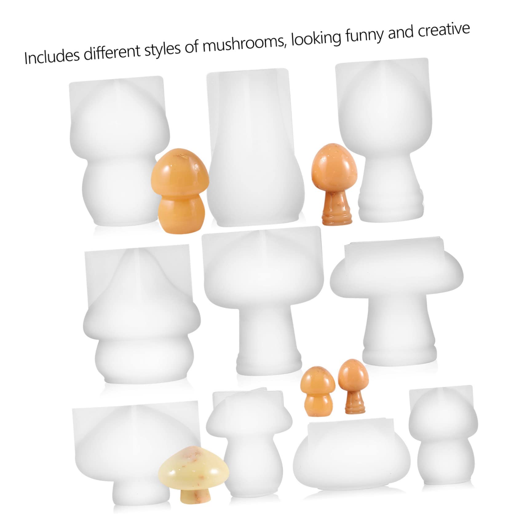 Stampi in Silicone per Funghi da 10 Pezzi per Resina Epossidica | Morbidi e Resistenti, Finitura Liscia, per Decorazioni da Tavolo e Progetti Diy, Forma Creativa 3d