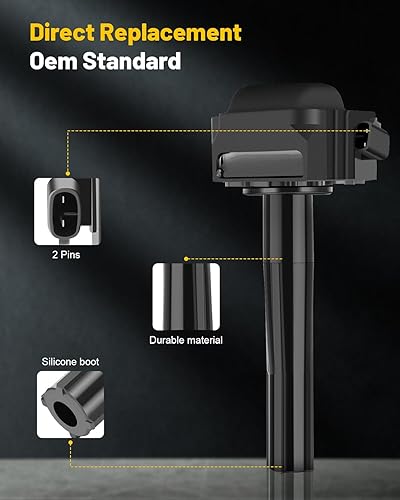 Vista 228 de OCPTY Juego de 4 bobinas de encendido compatibles con OE: UF604 C1685 apto para Mazda 3 para Mazda 5 2008-2015