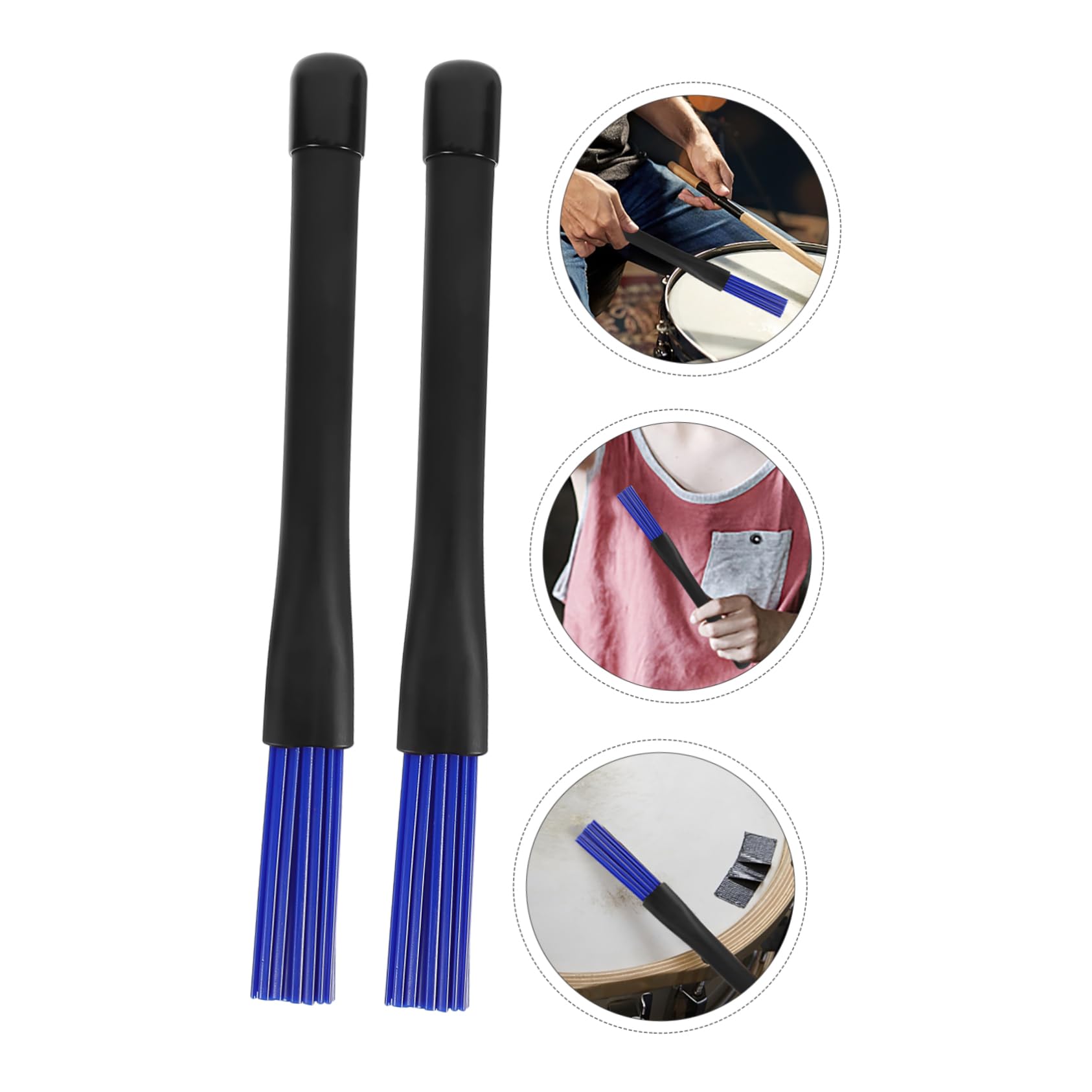 2 Piezas Cepillo Retráctil de Plástico para Batería Jazz y Percusión para Principiantes Color Azul