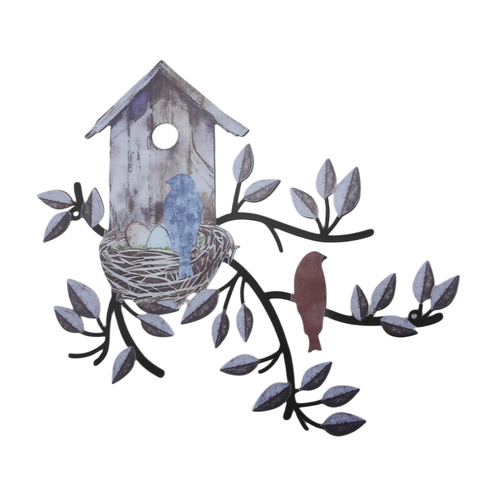 CTRLZS Birds Wall Decor Metal Bird Decor for Wall Outdoor Bird Wall Art Hanging Metal Tree with Birdhouse for Living Room Easy to Use