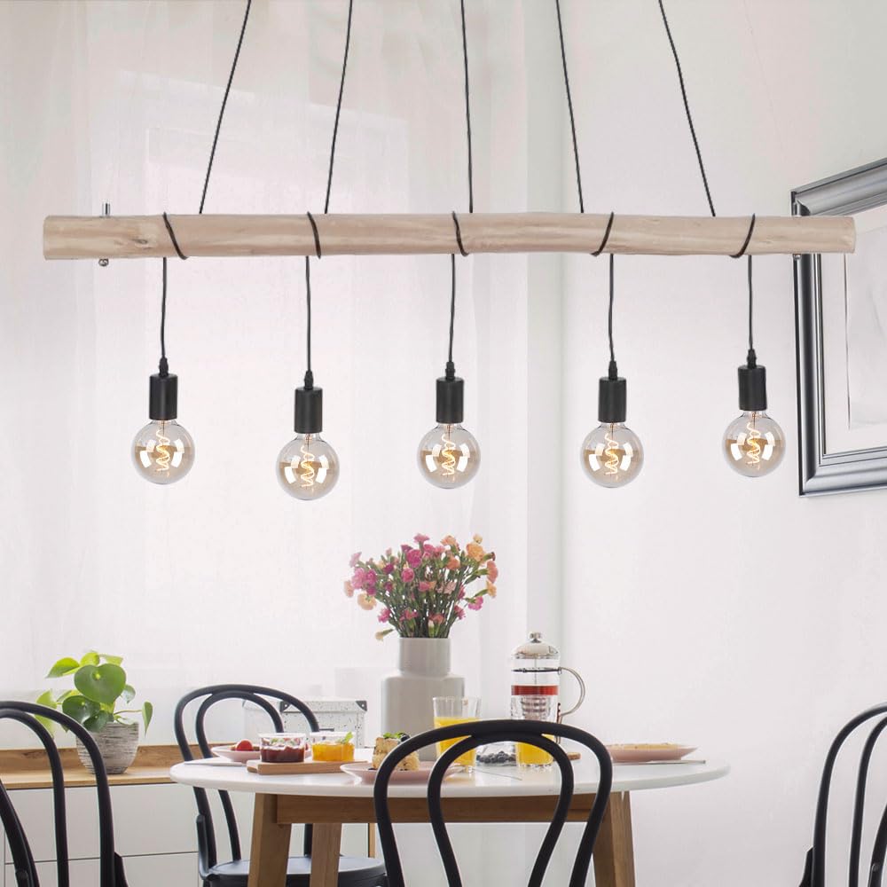 Pendelleuchte Deckenlampe Holz Vintage Hängelampe Deckenleuchte Balken 8 Lichter Pendelleuchte Deckenlampe Holz Vintage Hängelampe Deckenleuchte Balken 8 Lichter