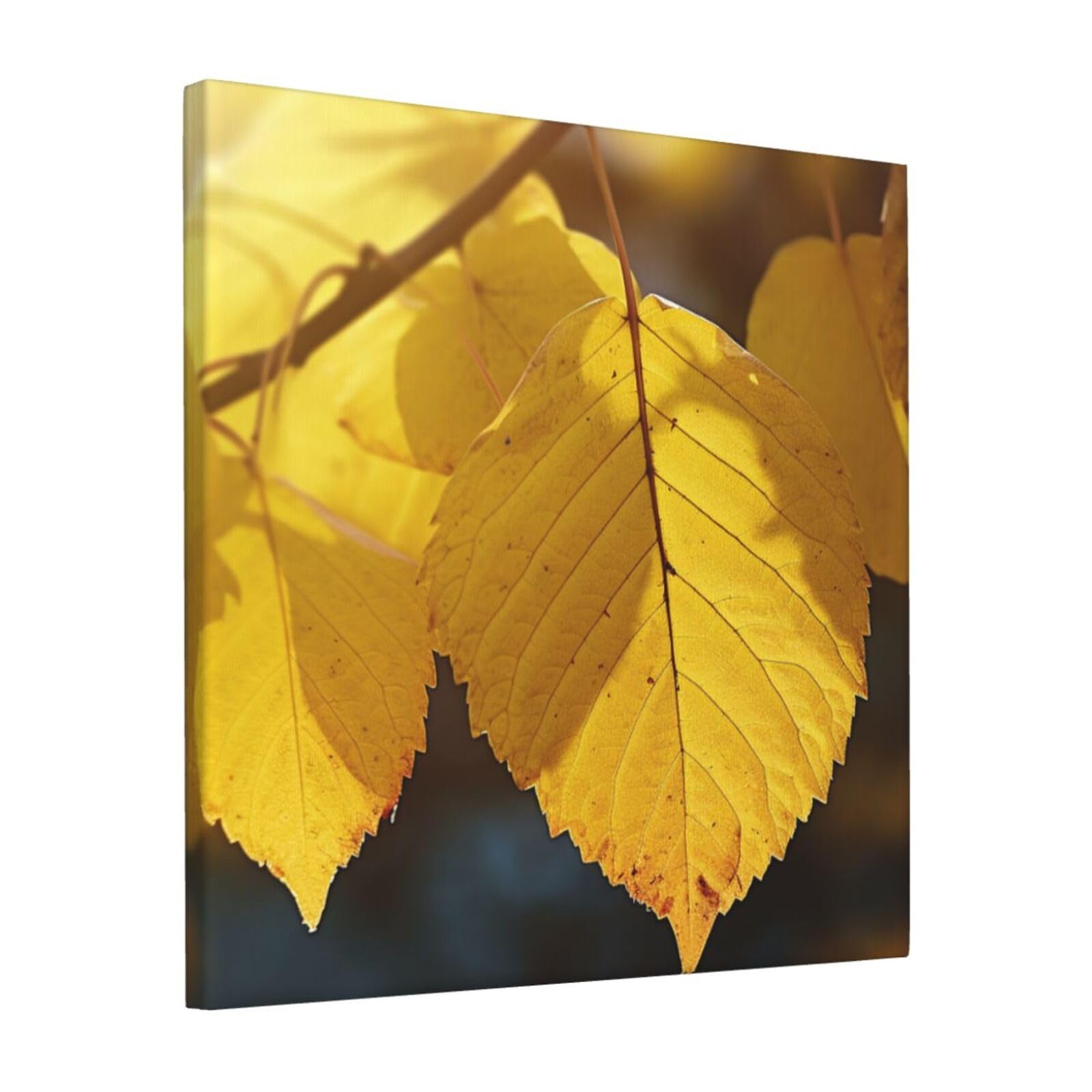 FodPand Yellow leaves Canvas Wall Art for Living Room Wall Decor 12"x12" Modern Artwork Painting Pictures Hanging Canvas Prints Aesthetic Wall Art for Bedroom Bathroom Office Wallart Decor