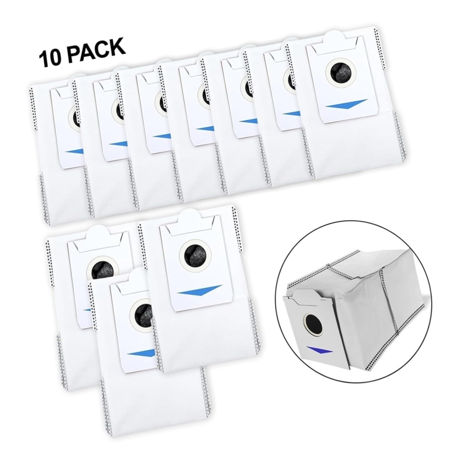 Paquete de 10 bolsas de repuesto de gran capacidad for aspiradoras Ecovacs DEEBOT N30 Omni y N30 Pro.