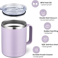 Vista 46 de MEWAY 12oz Coffee Mug With Handle 8 Pack Bulk,Stainless Steel Insulated Travel Tumblers With Sliding Lid,Double Wall Vacuum Camping Cup for Hot &