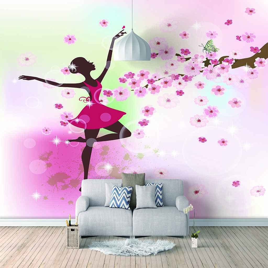 Papier Peint Canevas 3D Rose autocollant 300x210 cm pour grand mur de salon moderne