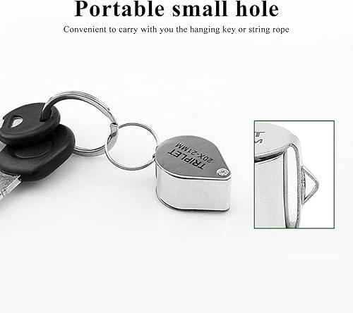 Miniatura 4 de Othmro 2 lupas Jewelers de 10 unidades, diámetro de 0.83 pulgadas, lupa de joyería iluminada de metal, lupa plegable de bolsillo, mini microscopio,