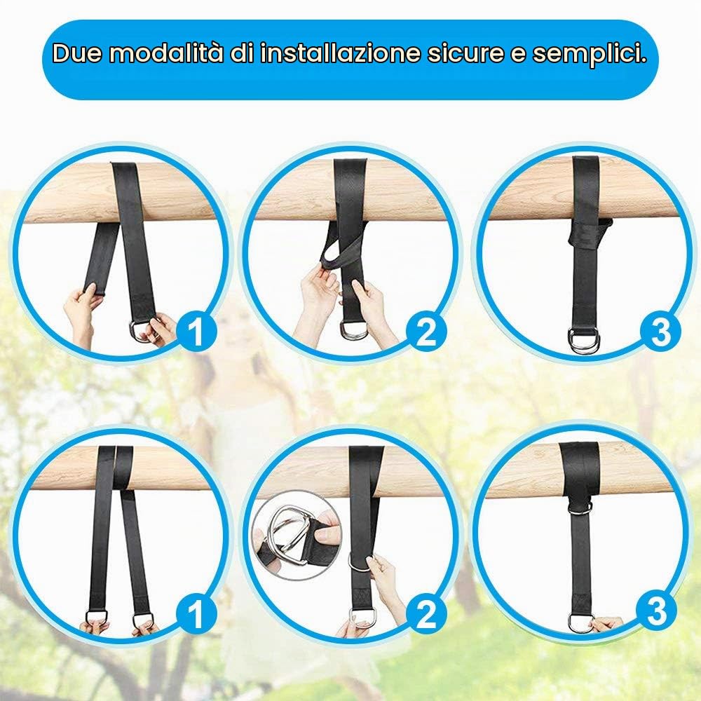 Bambini Altalena da Albero con Corde da Arrampicata, Piattaforme e Seggiolino a Disco, Accessori per Parco Giochi all'aperto con Cinghia di 1,5M e Ganci a Moschettone