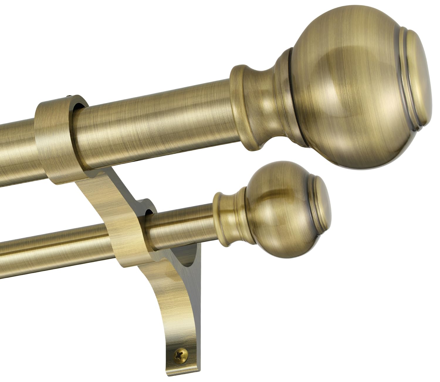 Photo 1 of 1 Inch Double Curtain Rods 36 to 72 Inches, Adjustable Telescoping Window Drapery Rod, Dual Heavy Duty Curtain Rods with Iron-Finials for Sliding Glass Door, Patio, Bedroom, Kitchen, Bronze