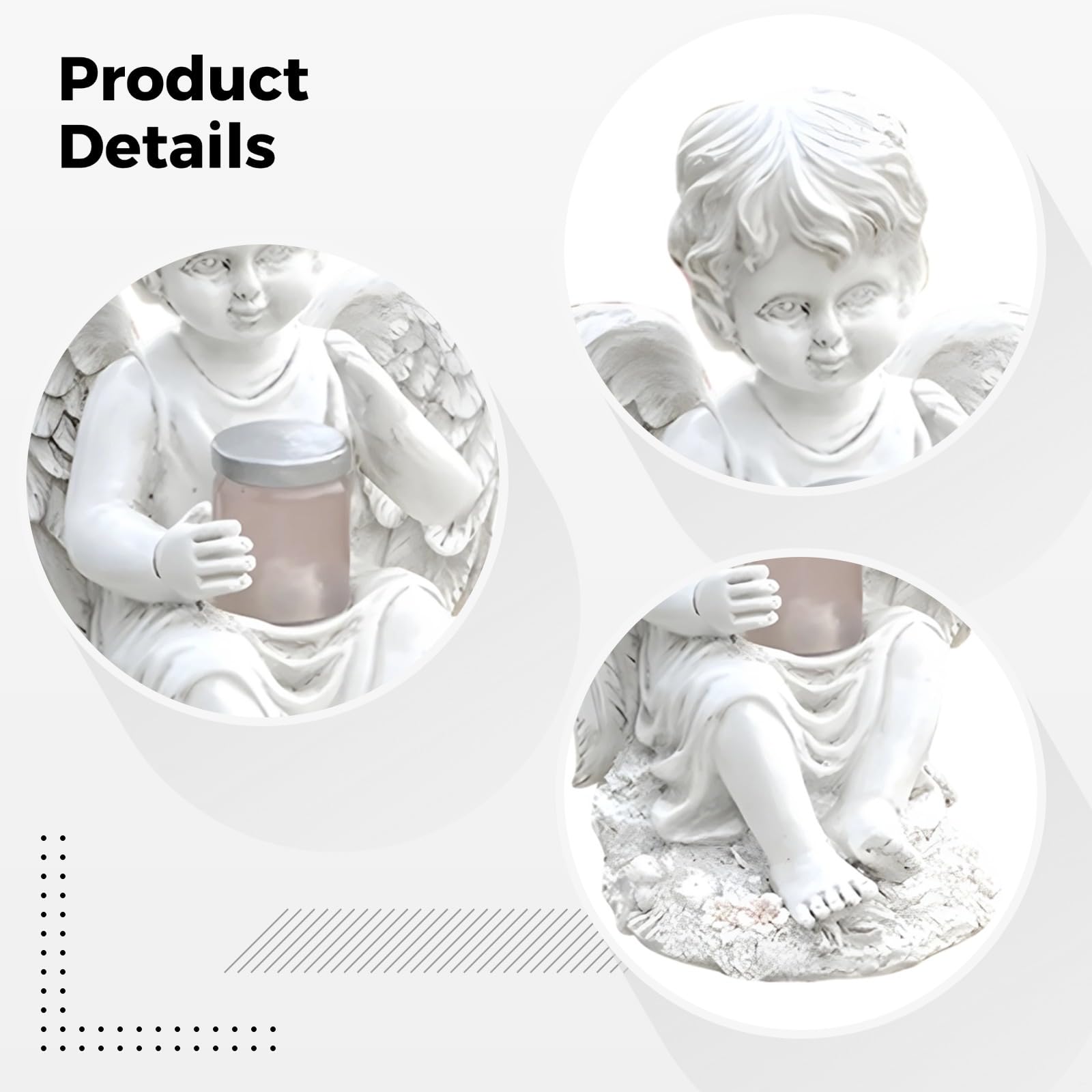 Statua di angelo da giardino in resina, lanterna ad energia solare, 14 x 15 x 20 cm, decorazione da cortile esterna resistente alle intemperie, posa seduta, micro statuetta di paesaggio