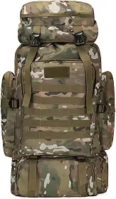 Mochila Cargueira Camping Impermeável 80litros Travessia Trilha Camuflada Desenho do tecido Liso Qualidade Premium para sua Viagem