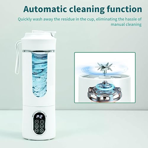 Miniatura 5 de Licuadora portátil de 17.9 fl oz, mini exprimidor eléctrico portátil USB, pequeña licuadora personal para batidos y licuados, con función de