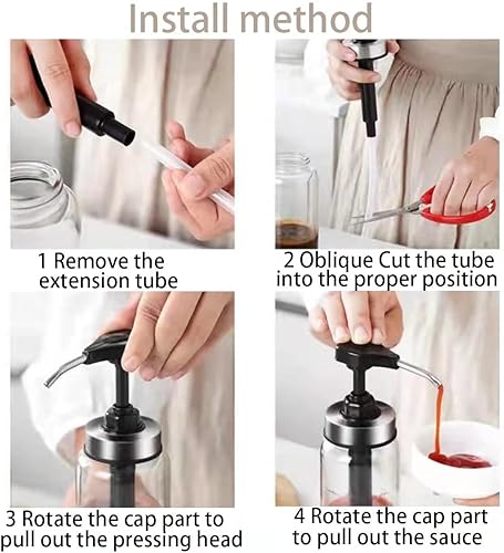 Miniatura 5 de Botellas de prensa de condimentos, dispensador de bomba de jarabe de café, sin goteo, dispensador de bomba de vidrio de 17 onzas, dispensador ideal