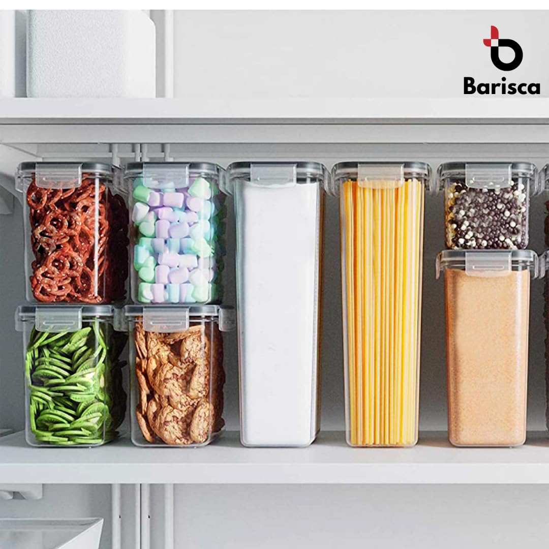Juego de 24 cajas de almacenamiento de cocina con cuchara digital para guardar cereales, herméticos, sin BPA, caja de plástico de 42 litros con tapa