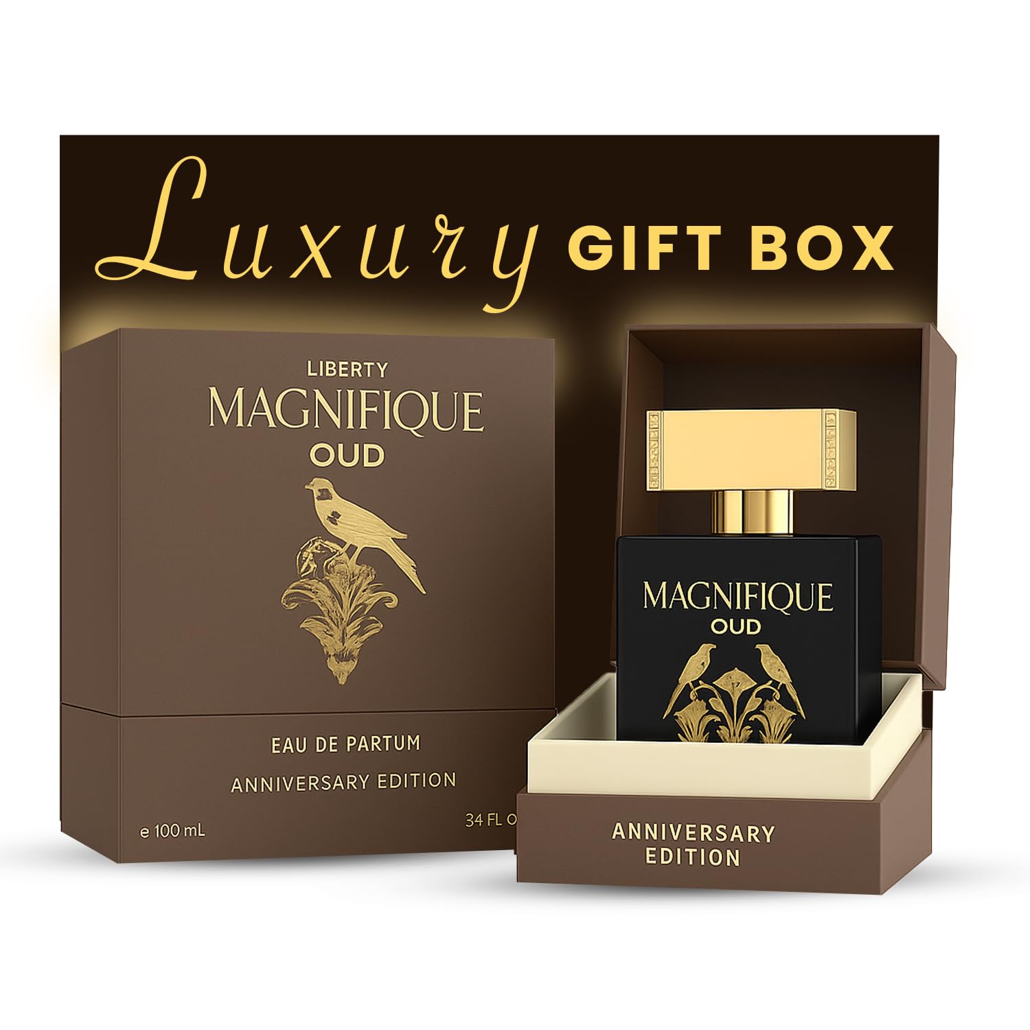 Liberty Oud Perfume for Men, 3.4 Oz Magnifique Premium Oud Perfumes Anniversary Edition Long-Lasting Eau de Parfum, Luxury Fruity Fragrance for Men, Perfume Spray