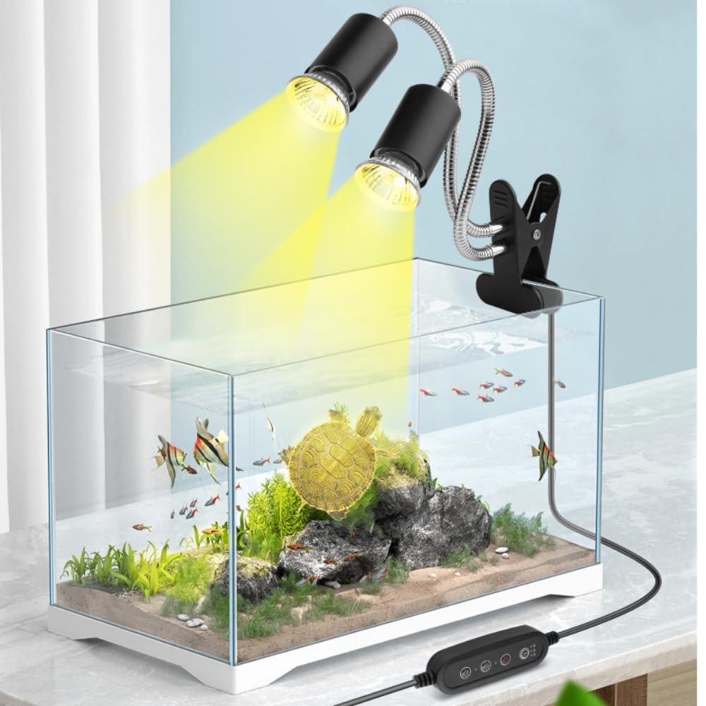 Amazon | 爬虫類用バスキングランプ 双頭UVランプ 爬虫類用器具