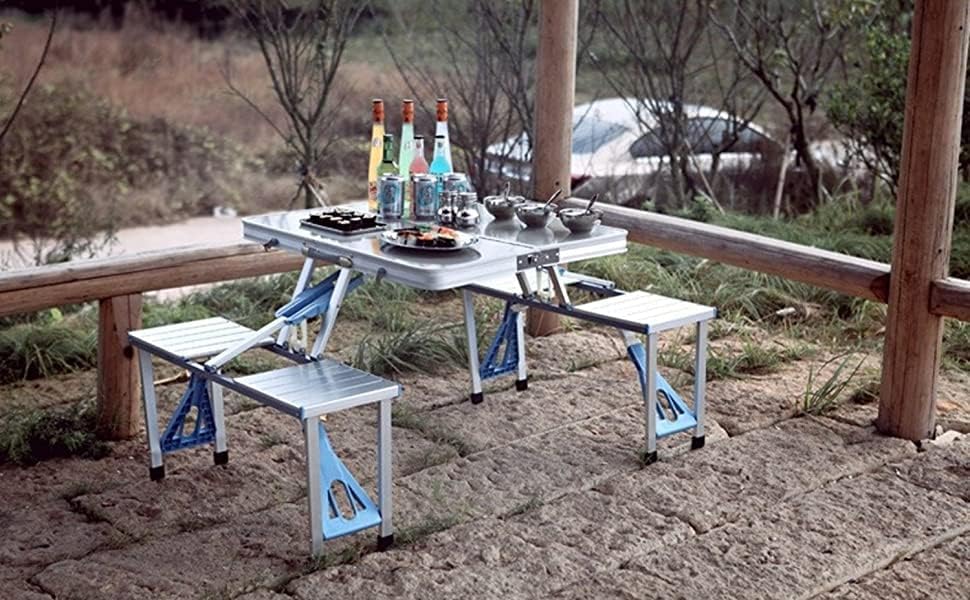Image of Picnic-Table-Heavy-Duty-Aluminium-Portable-Folding-Camp-Suitcase-Picnic-Table-and-4-Chairs-Set-with-Umbrella (a6)