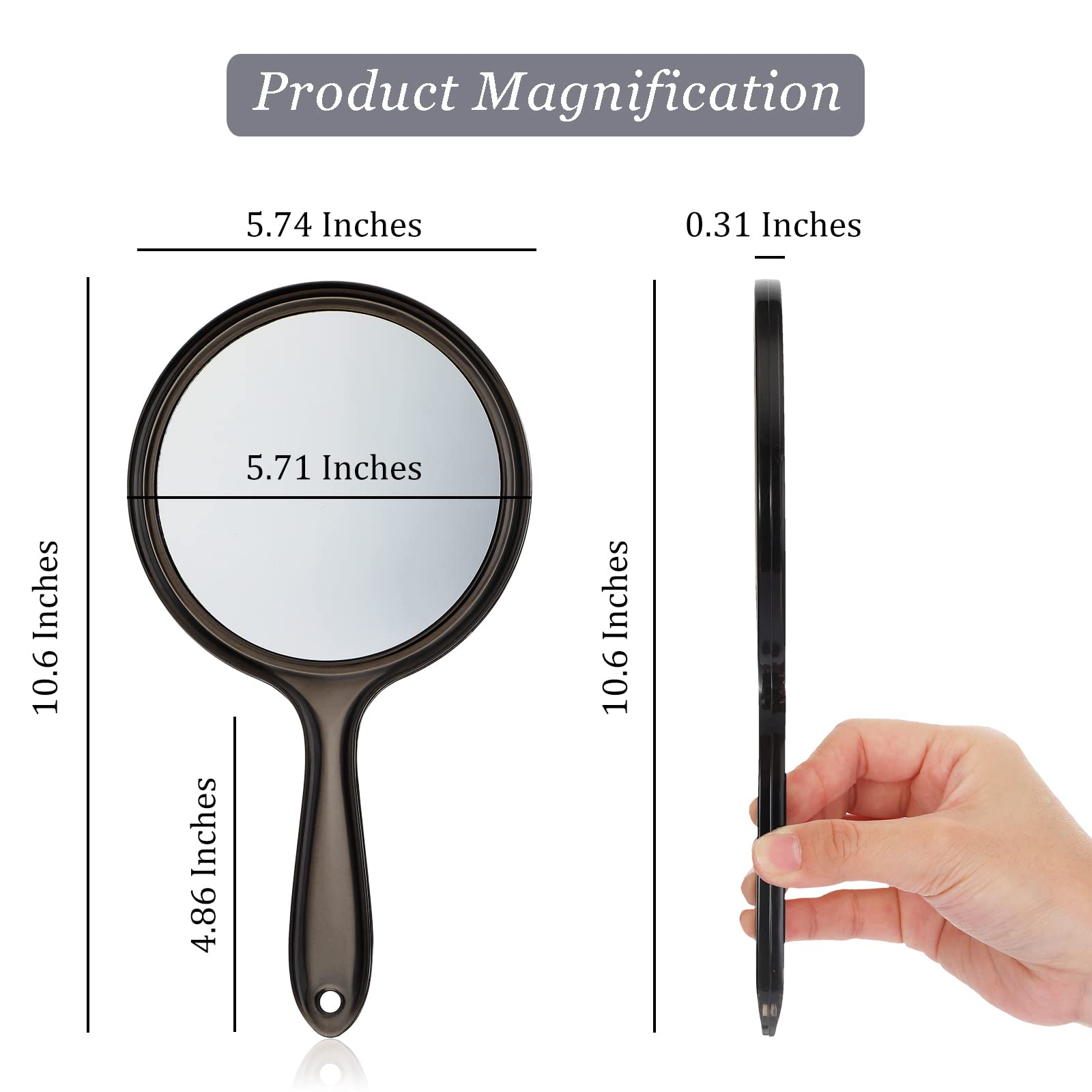 Jetec Specchio a Mano per Trucco Specchietto d’ingrandimento a Doppia Faccia Specchio Ingranditore 1X/3X con Manico Specchio Multiuso Rotondo Mirror da Bagno per Donna Parrucchiere (Nero)