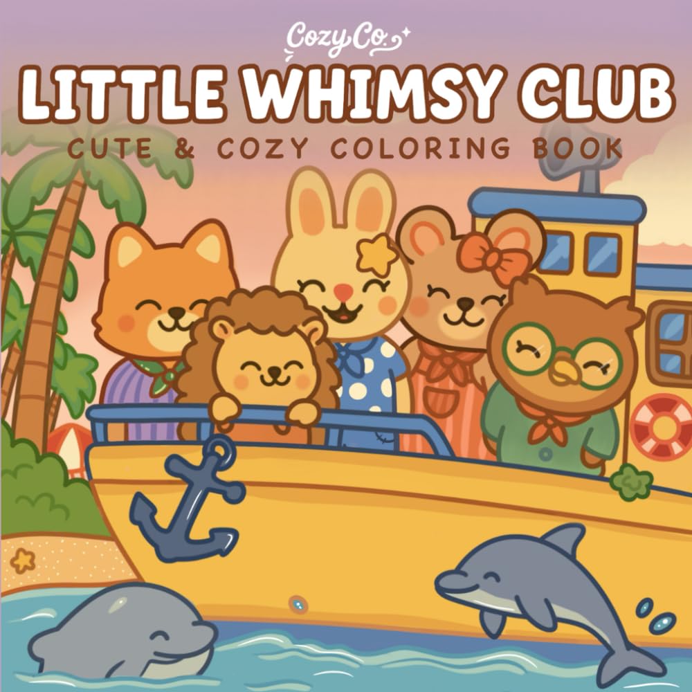 Little Whimsy Club: A Cozy Coloring Book Featuring Adorable Forest Animals and Whimsical Scenes: For Kids, Teens & Adults – Relaxing Coloring Pages for Mindfulness and Joy