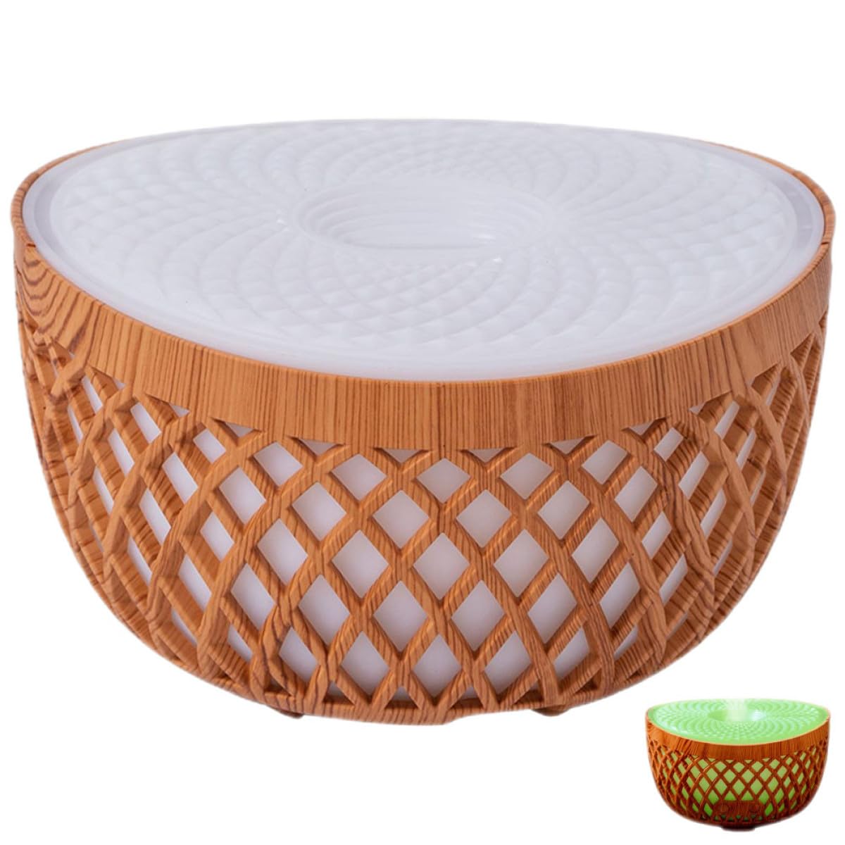 Difusor Inalámbrico de Aceite Esencial con Humidificador de Escritorio Mini Difusor Decorativo de Aroma para Oficina y Hogar Diseño de Madera Hueca Recargable y Portátil
