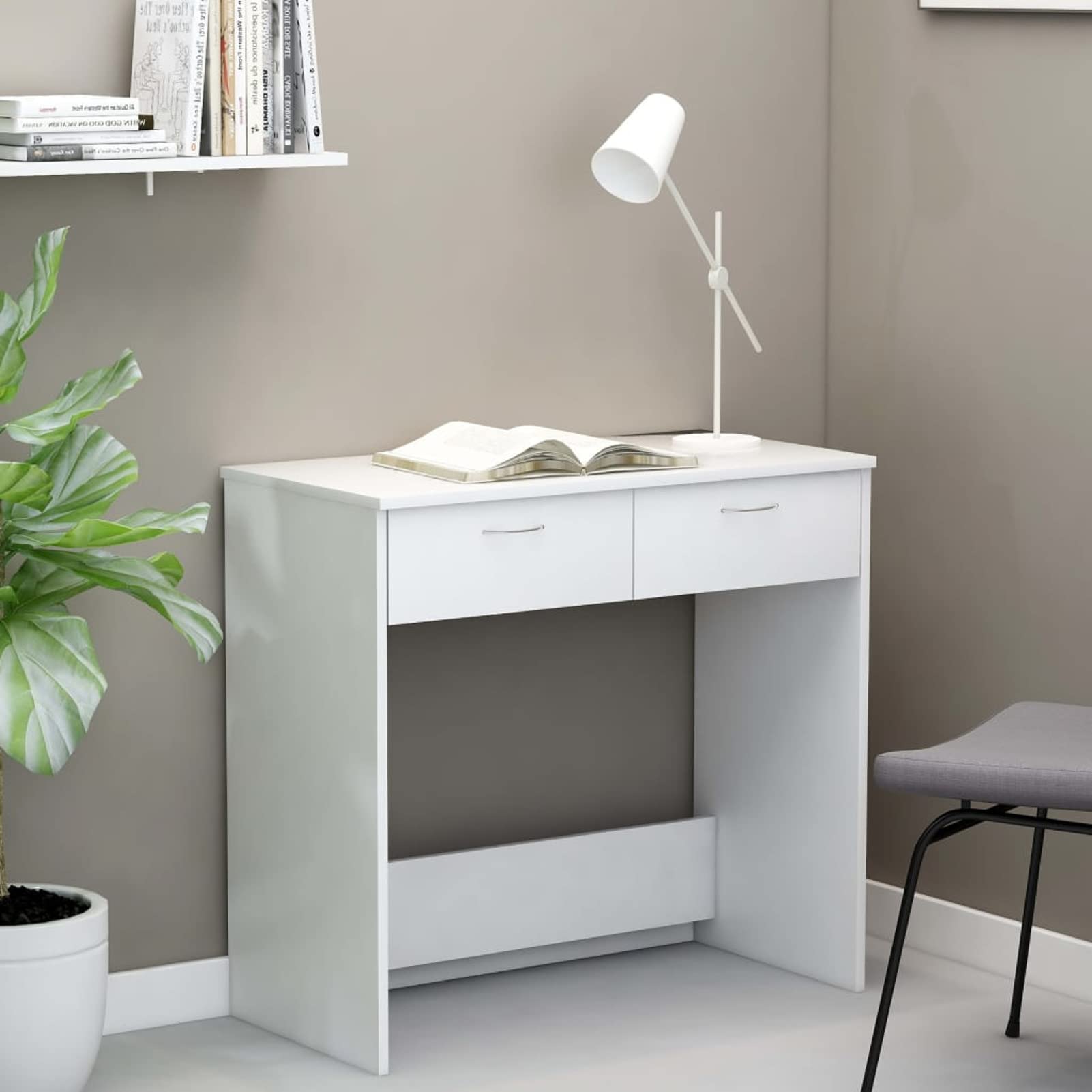 Tidyard Escritorio de Aglomerado Mesa de Escritorio Moderno con 2 Cajones Blanco 80x40x75 cm
