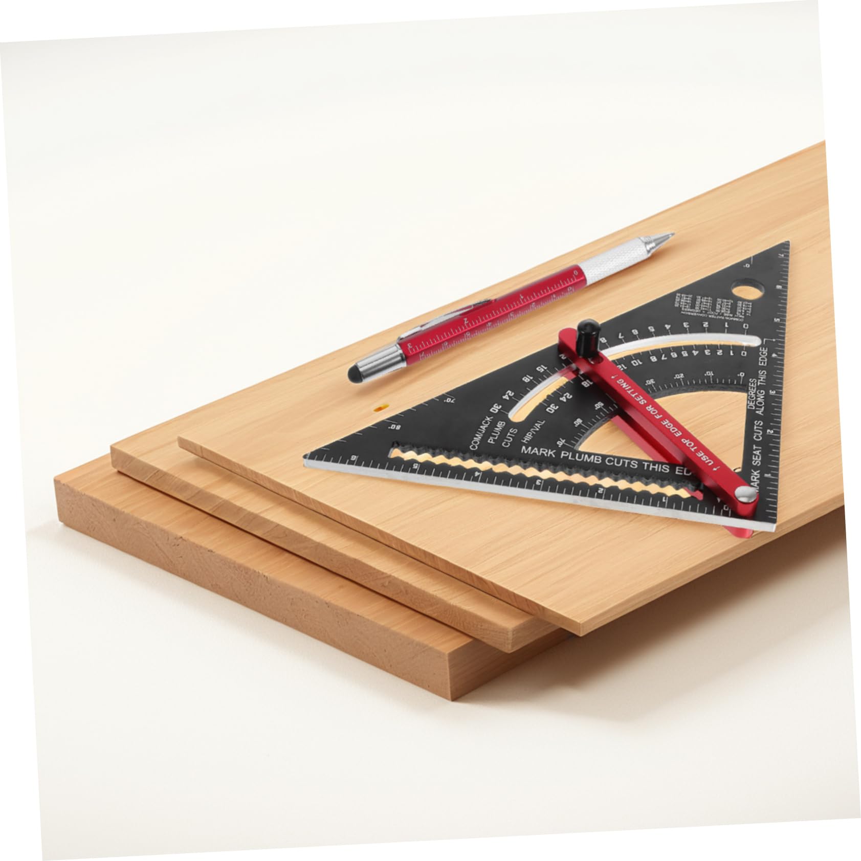 Artibetter 2pièces Équerre de Menuisier Réglable Triangle Aluminium Stylo à Bille Rouge Échelle Métrique Outils Multifonctions