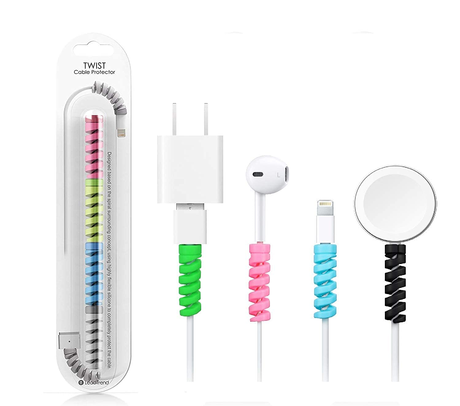 Spiral Charger Cable Protector Data Cable Saver Charging Cord Protective Cable Cover Set of 2 (8 Pieces)-picture-14