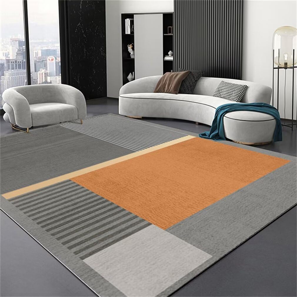 Tapis antidérapant et résistant aux taches gris orange 120x170