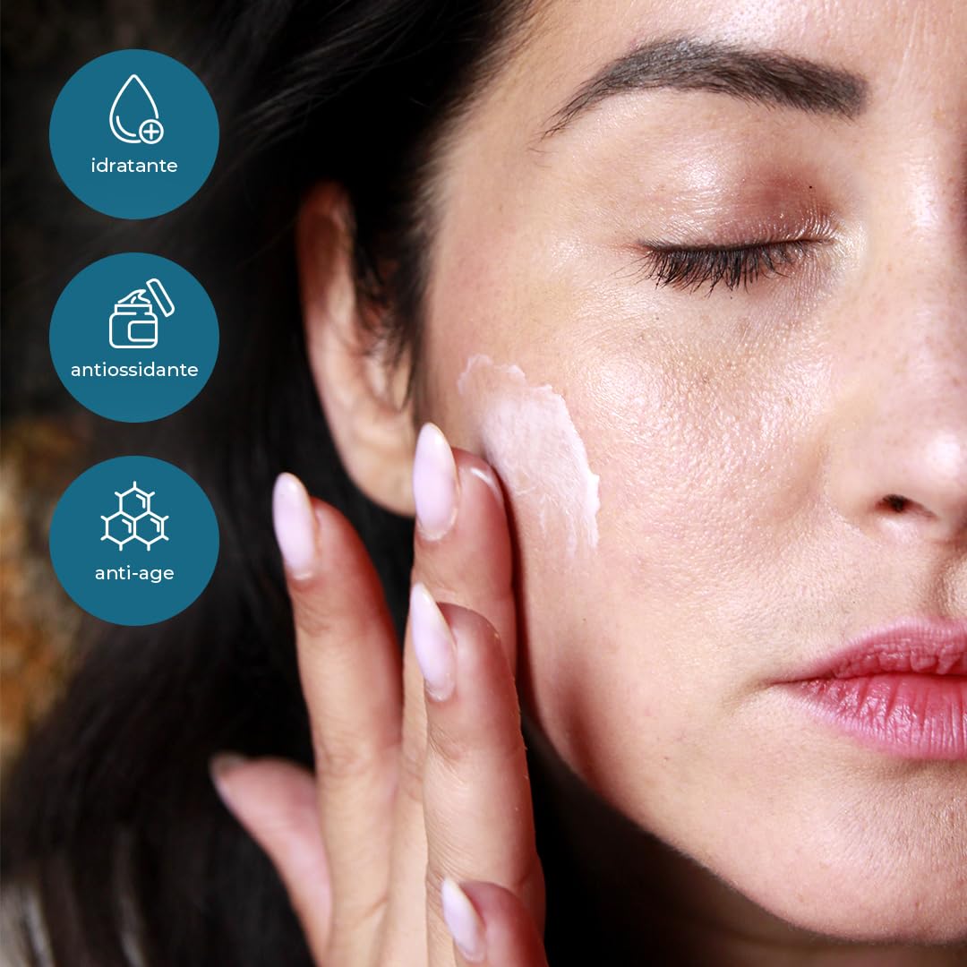 IAMARES Crema Viso Idratante Anti-Age Antiossidante con 40% Pura Acqua di Mare della Sardegna. Ideale Pelli Sensibili, Senza Profumo, Antirughe e Stimolante del Rinnovo Cellulare - 50ml