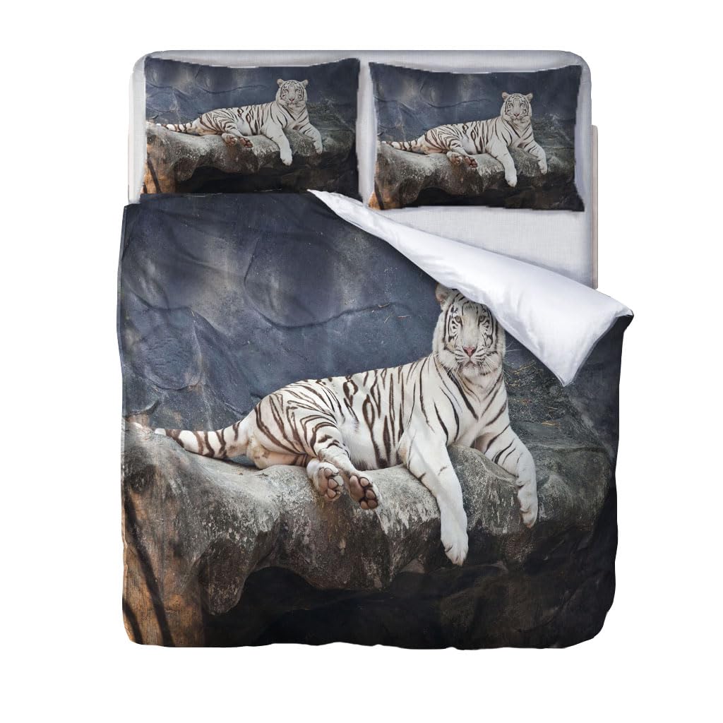 Parure de lit 140x200 tigre blanc pour décorer une chambre ado