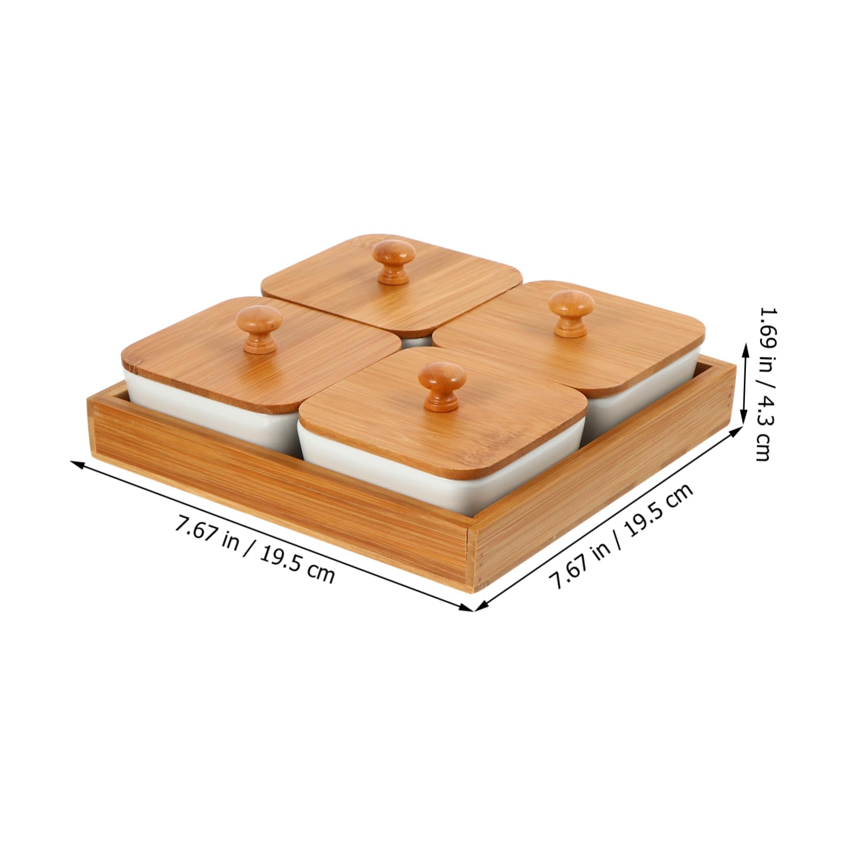 Housoutil Japanische Keramik Aufbewahrungsbox für Desserts mit Bambusdeckel