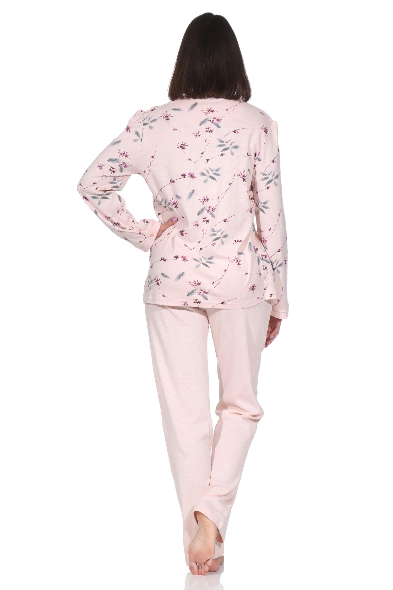 Normann Pyjama interlock pour femme à boutonner – également en grandes tailles – Aspect élégant