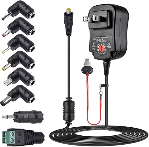 SoulBay - Adaptador de CA universal de 12 W 3 V 45 V 5 V 6 V 75 V 9 V 12 V cable de alimentación CC con 8 puntas para electrónica de hogar de 3 a 12