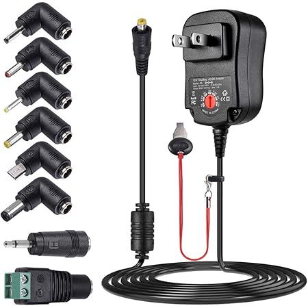 12W Universal Power Adapter, 3V 4.5V 5V 6V 7.5V 9V 12V Adjustable