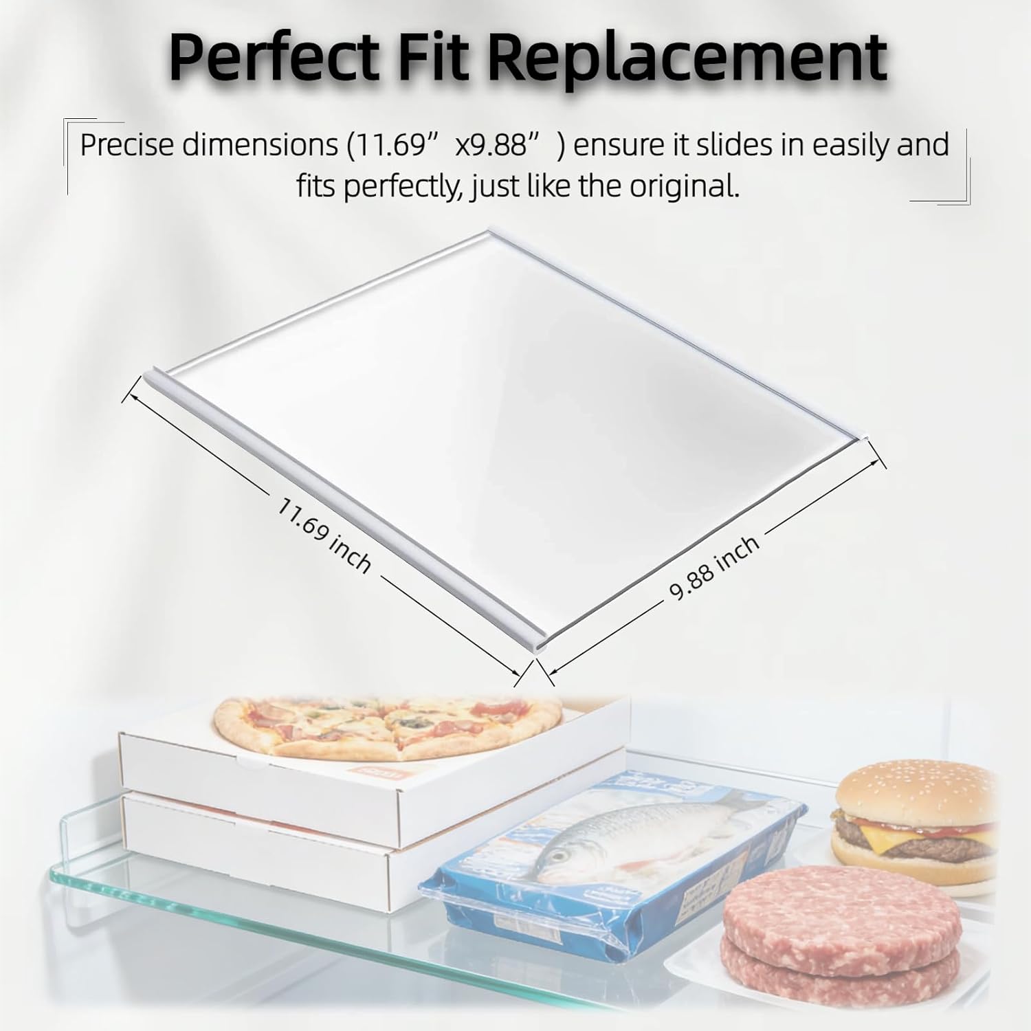 W11130203 Freezer Glass Shelf Replacement - Compatible with AP6262440, W10527849, 4545866, PS12347522, W10773887, Durable Tempered Refrigerator Glass Shelf for Enhanced Storage & Organization