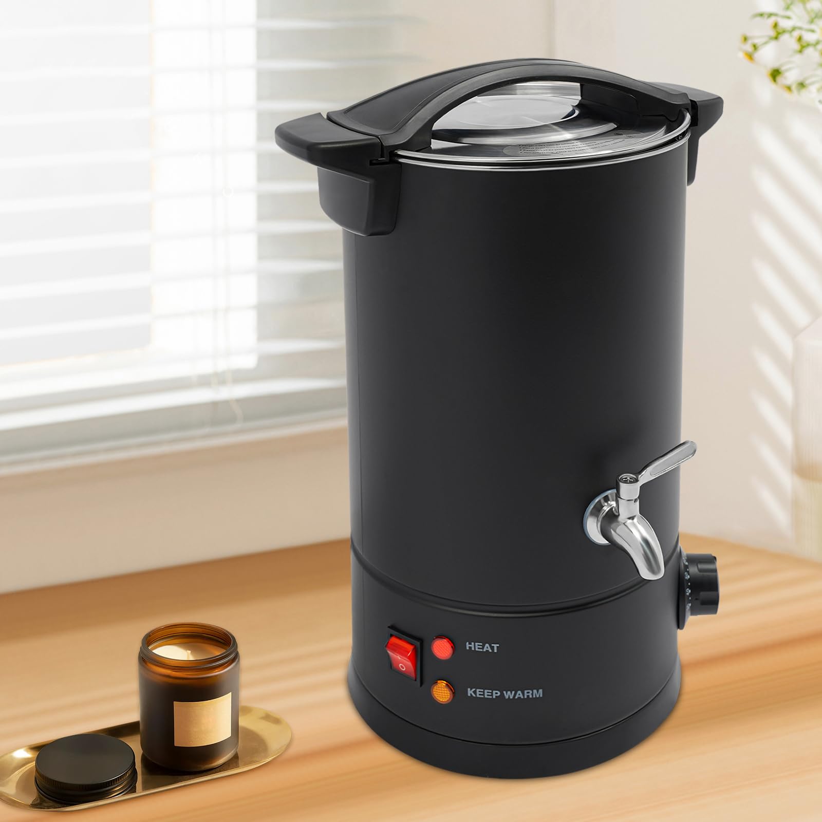 Wulimasun Fondeur de Cire Bougie,Fondoir Cire Bougie Electrique Acier Inoxydable Bricolage Machine a Cire Température Réglable avec Poignée,Pour Faire Fondre Toutes Sortes Cires (Noir(B), 10L)