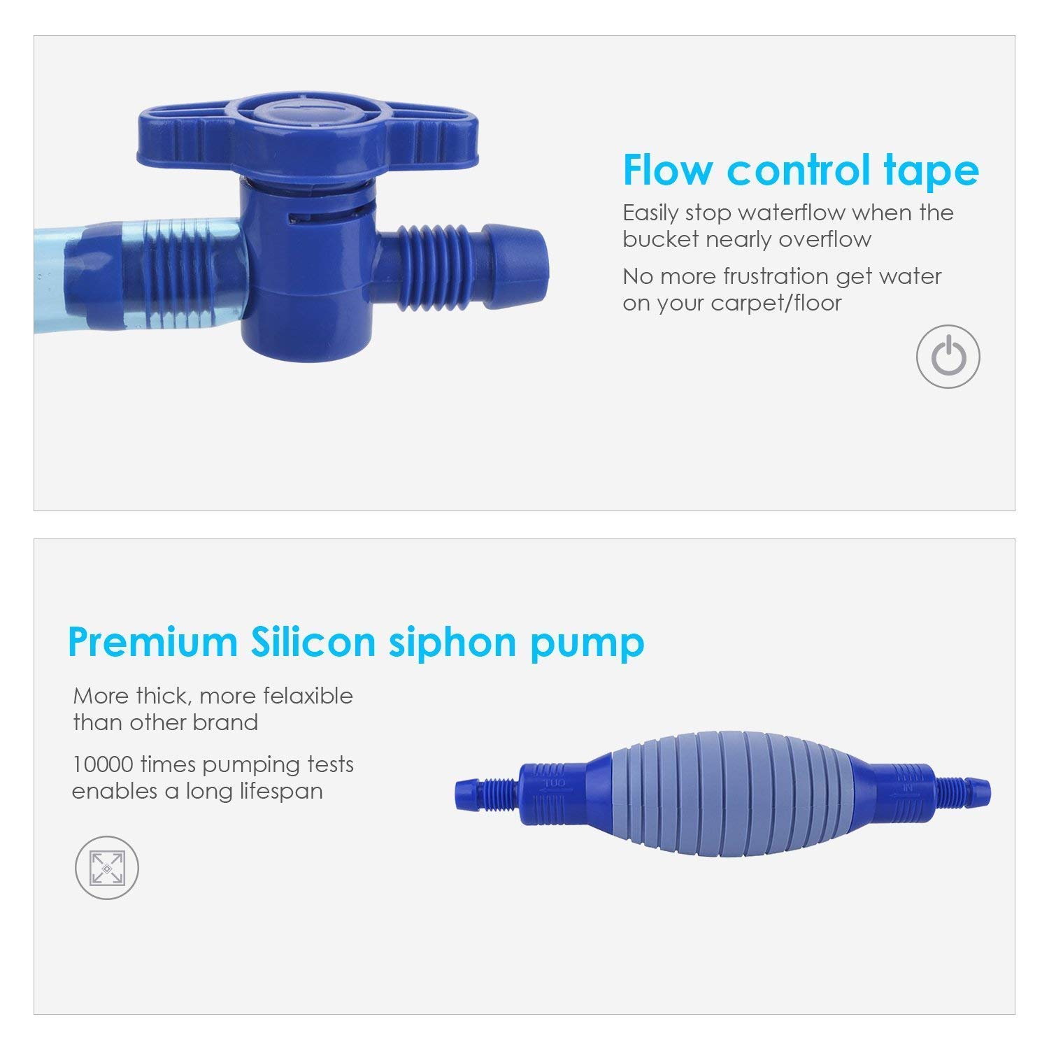 bedee Fish Tank Cleaner Aquarium Vacuum Siphon Pump 7.5ft with Flow