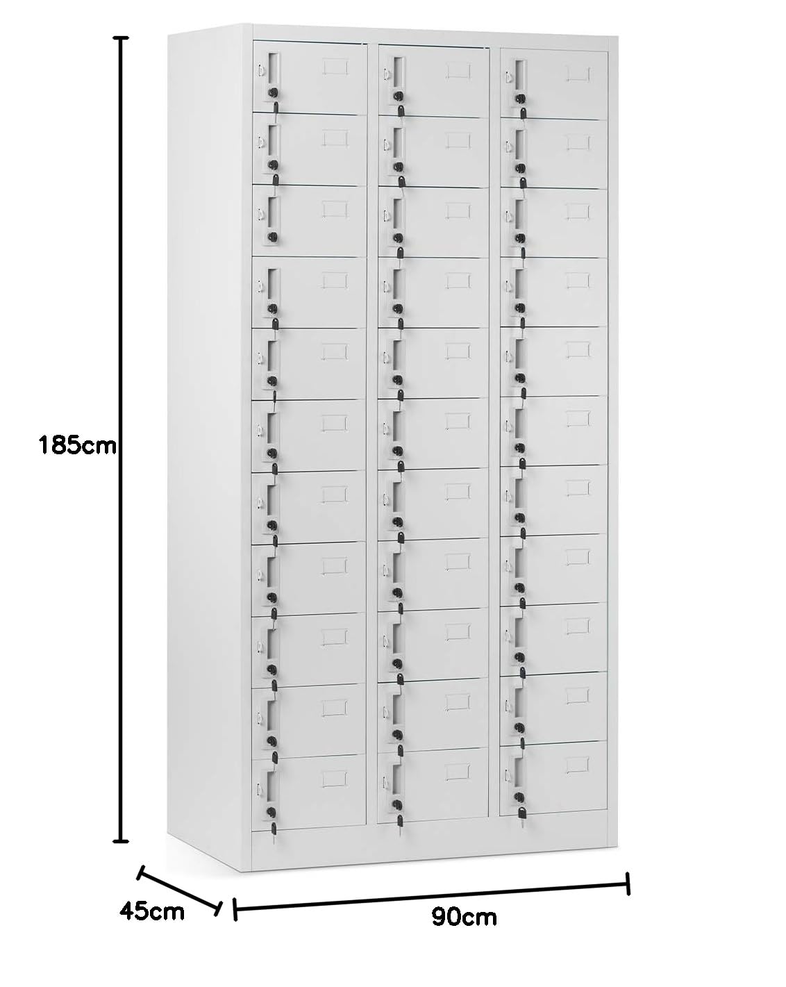 Jan Nowak Schließfachschrank 3B11A 33 Fächer Metallschrank 185x90x45 cm Grau
