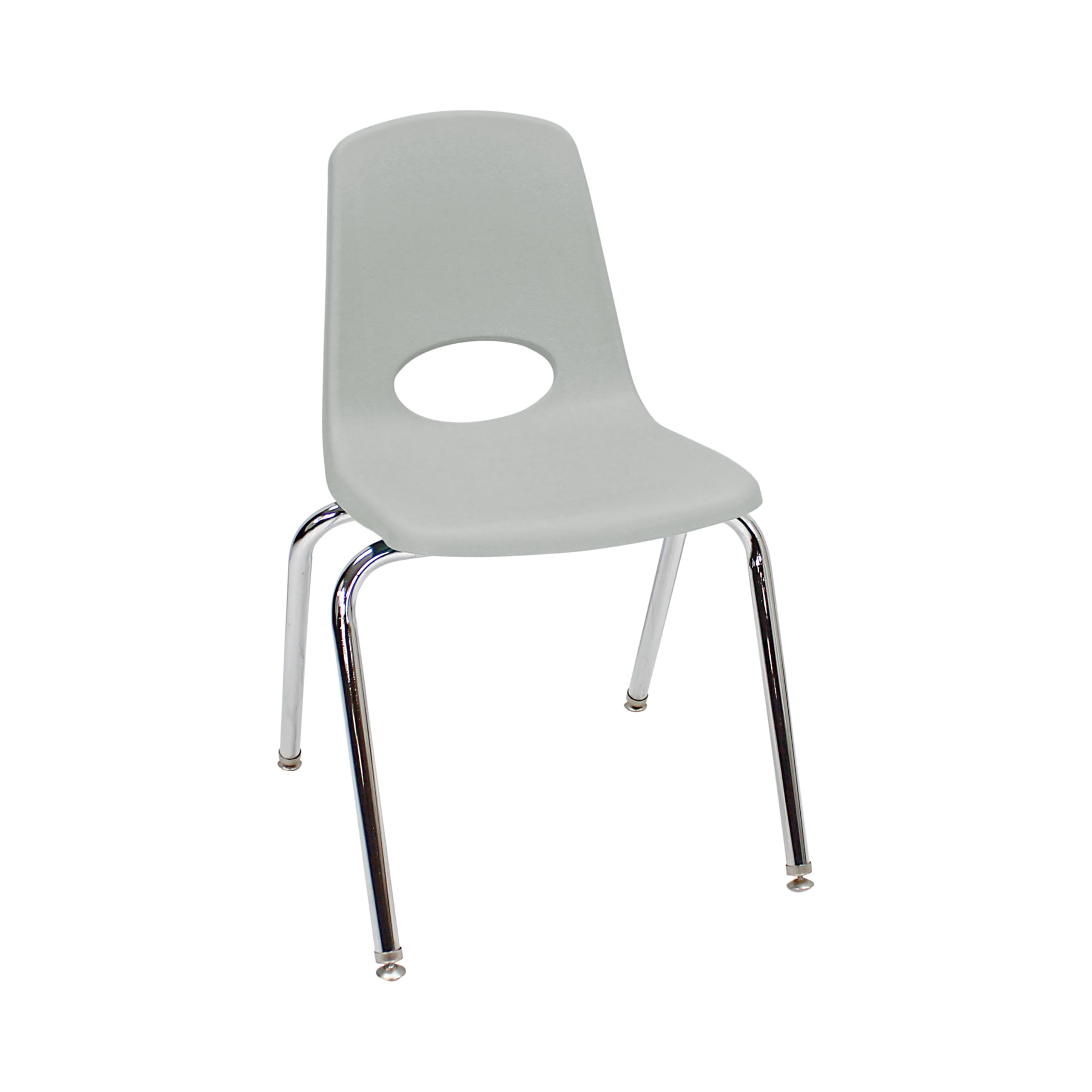FDP 18" School Stack Chair, Stacking Student Seat with Chromed Steel Legs and Swivel Glides for Classroom, Homeschool or Office - Light Gray, 11561-LG