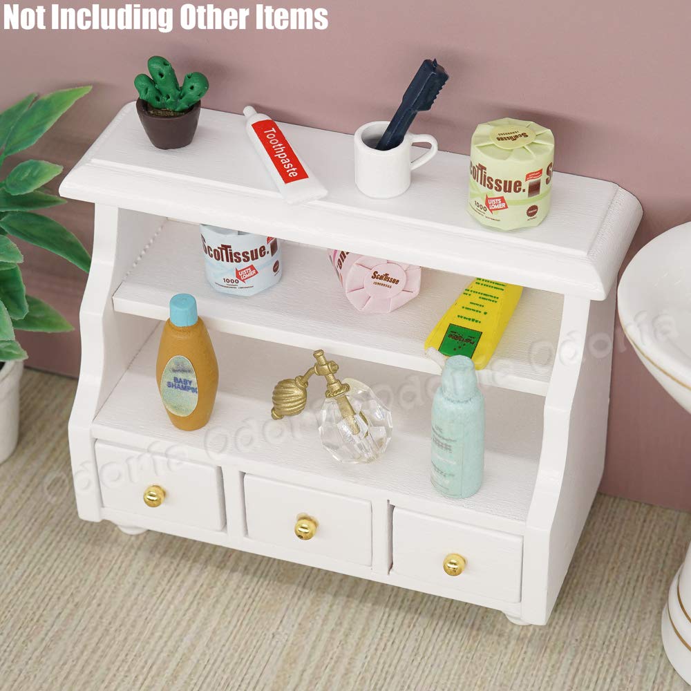 Odoria 1/12 Scale Miniature Bathroom Shelf - Dollhouse Accessory Wooden Decor