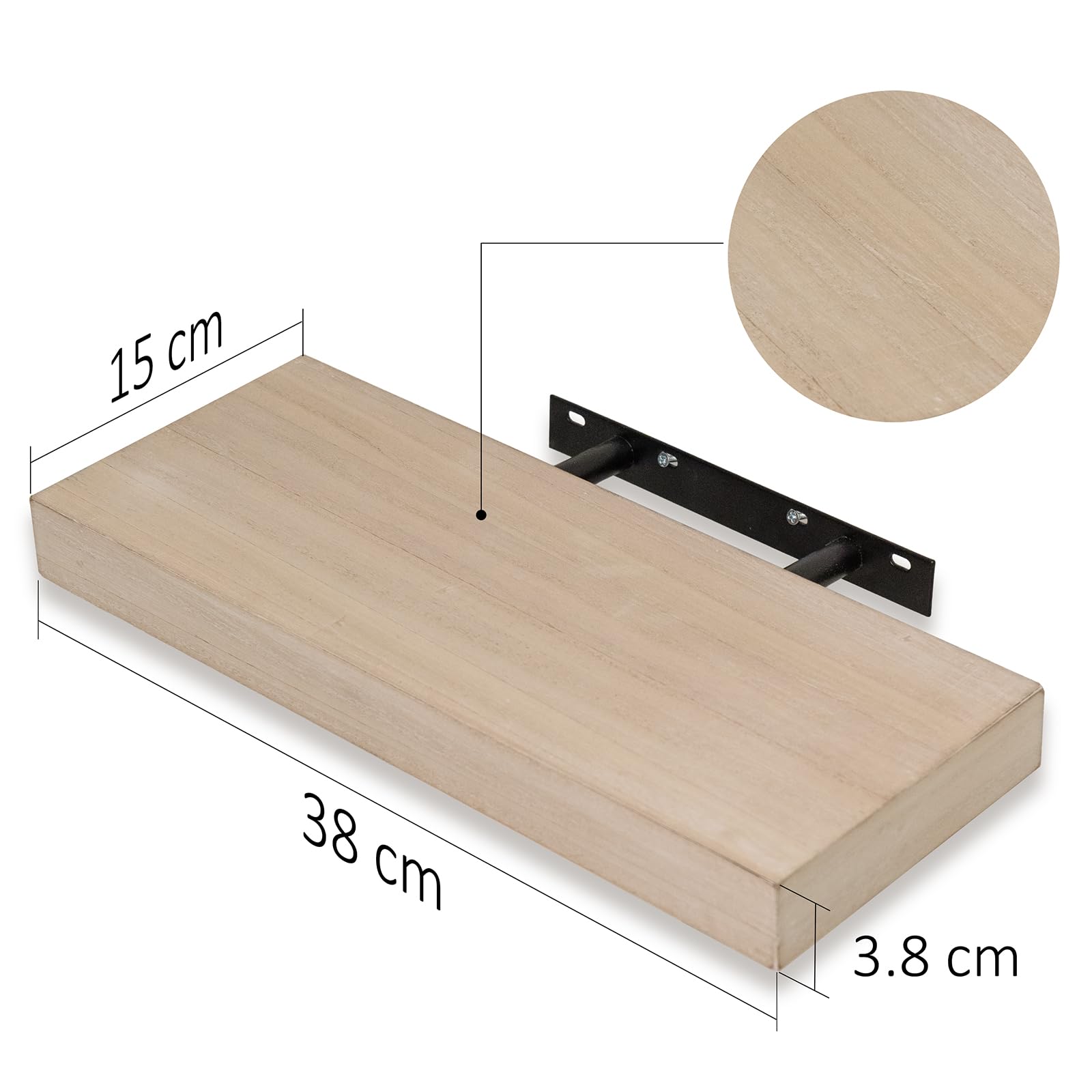 AHDECOR - Set di 3 mensole a scomparsa da parete, ampie, per camera da letto, ufficio, cucina, soggiorno, 15 cm di profondità