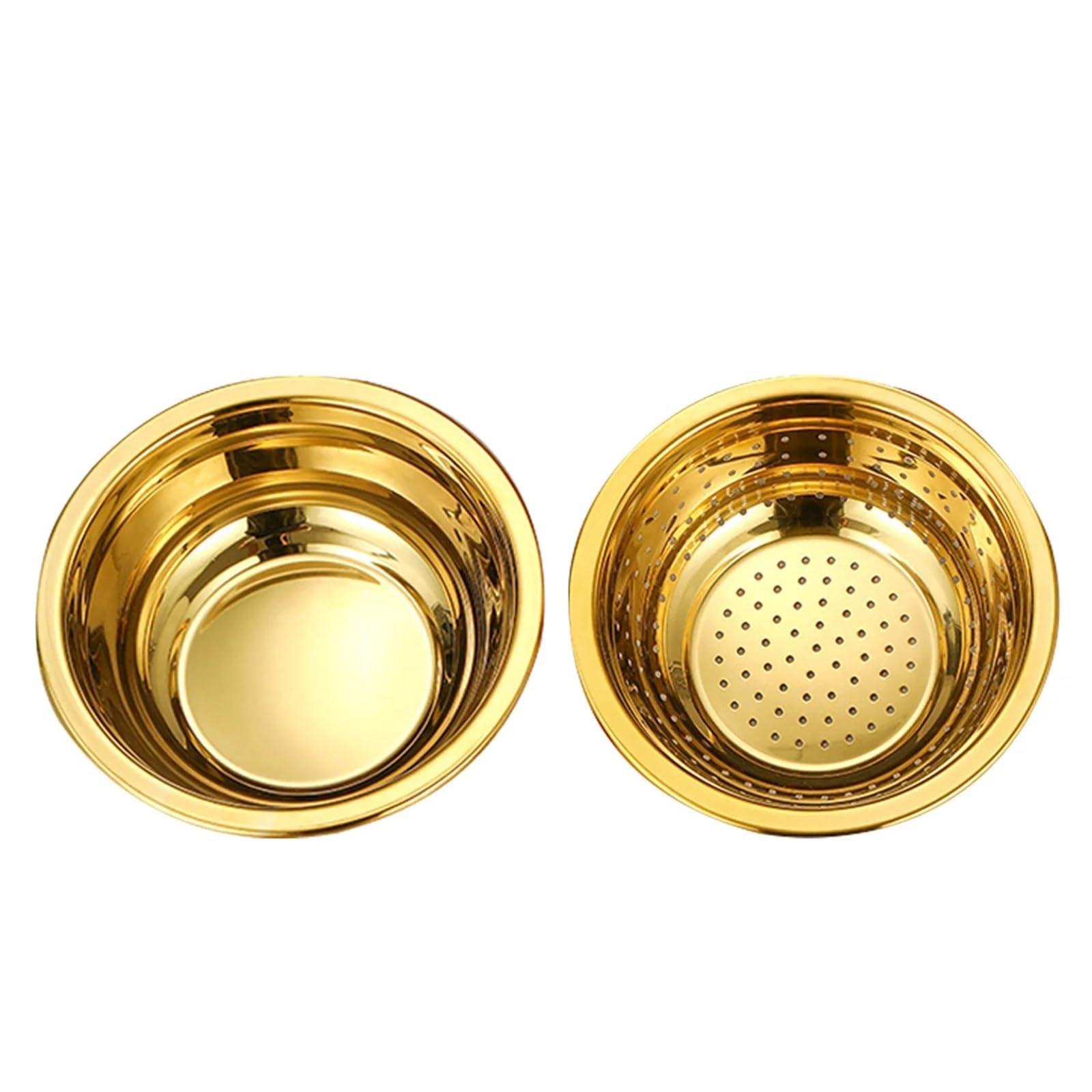 Colador De Arroz De Acero Inoxidable 1 Juego de colador dorado acero inoxidable con cuenco escurridor, malla fina, lavabo for lavar arroz, coladores cocina(16.00X16.00X5.50CM)