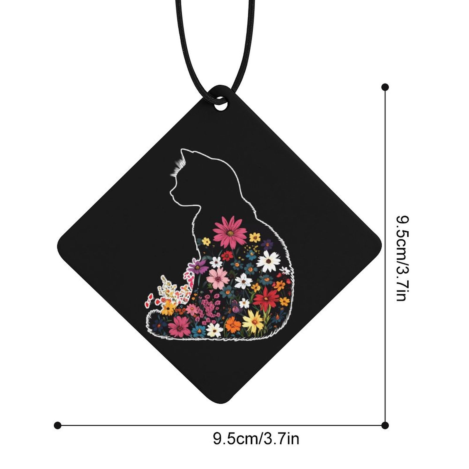 Cat Flowers Car Air Freshener Hanging Aromatherapy Tablets for Car Accessories Rhombus